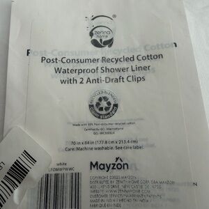 Zenna Home Waterproof Shower Liner - White. Size 70x84.
